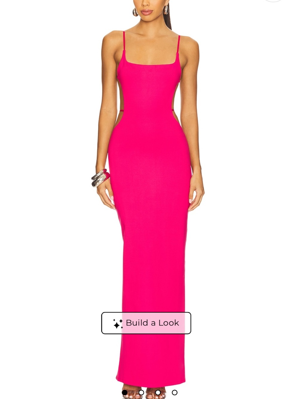 Hot Pink Spaghetti-Strap Cutout Maxi Dress JARRAH NBD Gown